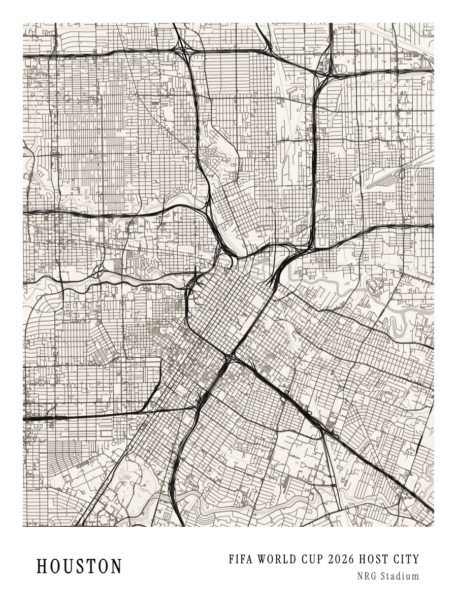 World Cup Host City - Houston map print preview