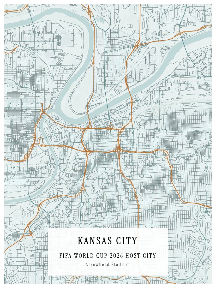 World Cup Host City - Kansas City map poster preview