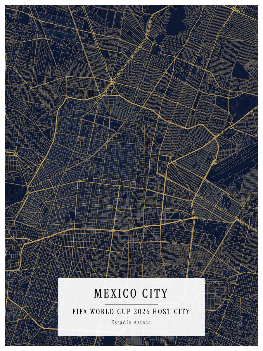World Cup Host City - Mexico City map print preview