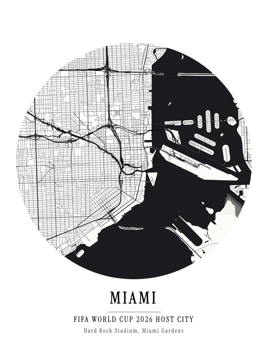 World Cup Host City - Miami map poster preview