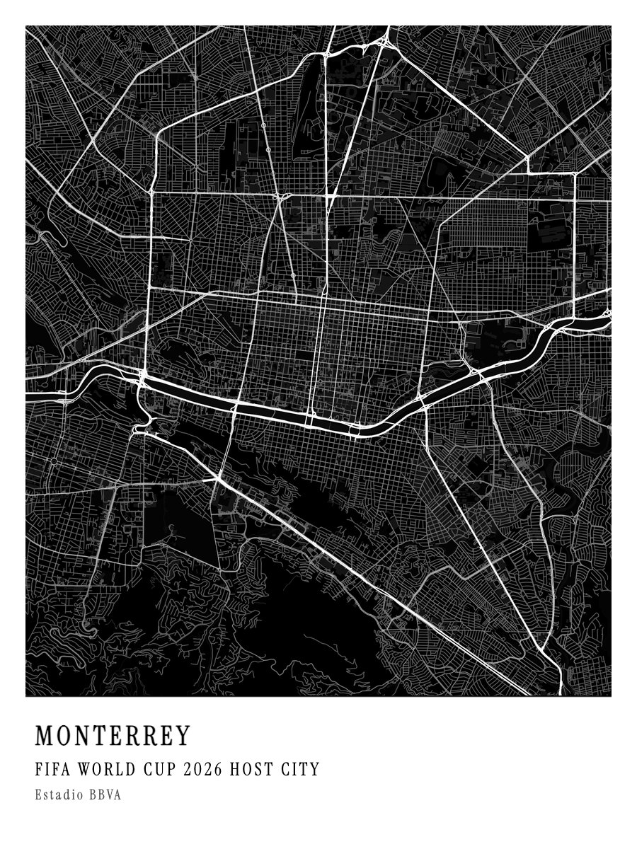 World Cup Host City - Monterrey map poster preview