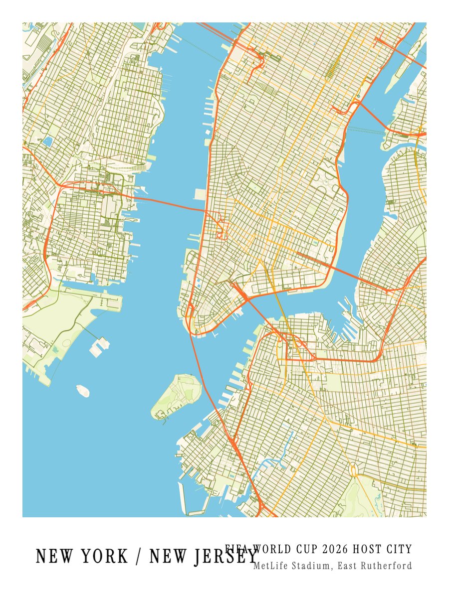 World Cup Host City - New York / New Jersey map poster preview