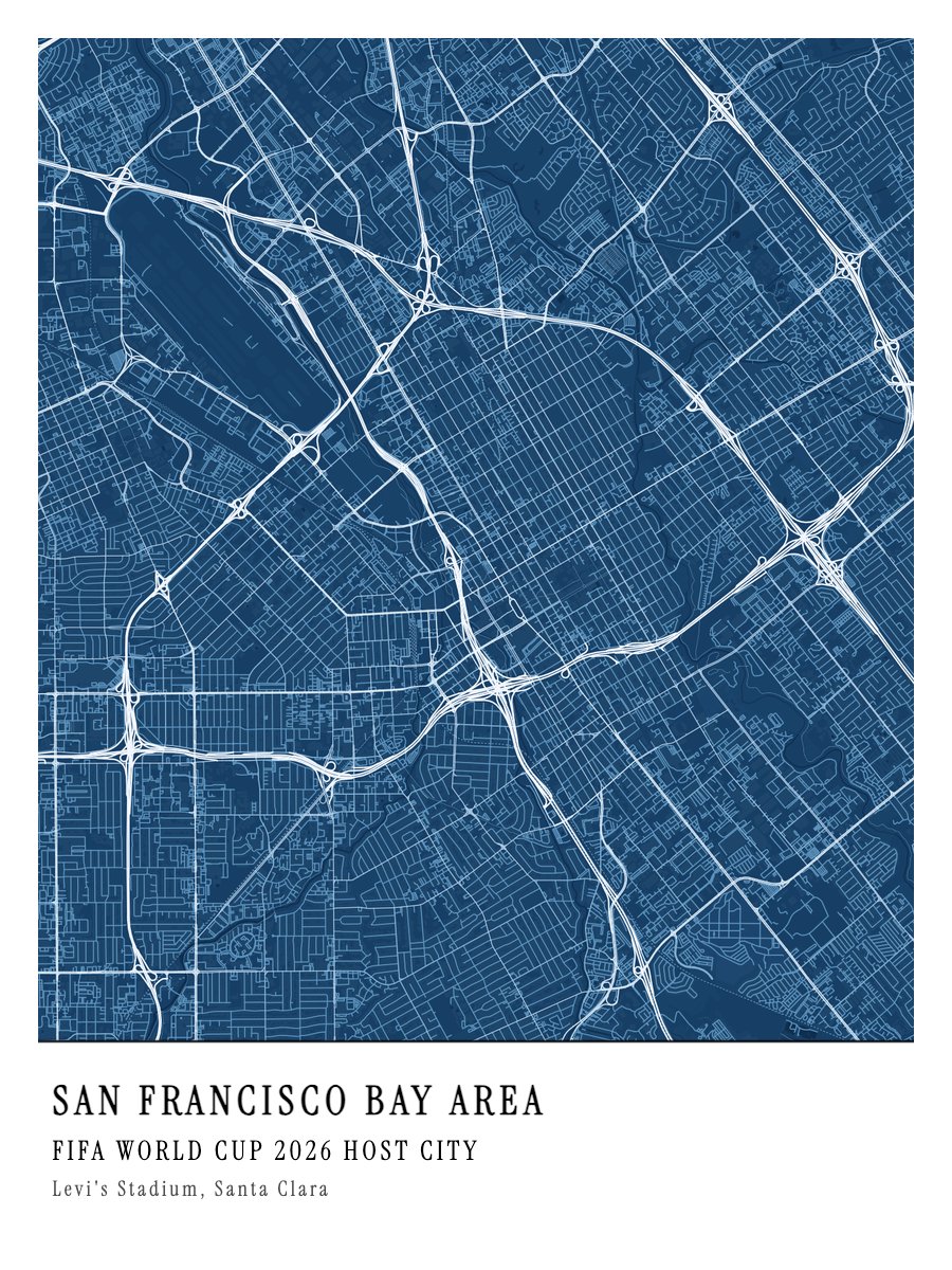 World Cup Host City - San Francisco Bay Area map poster preview
