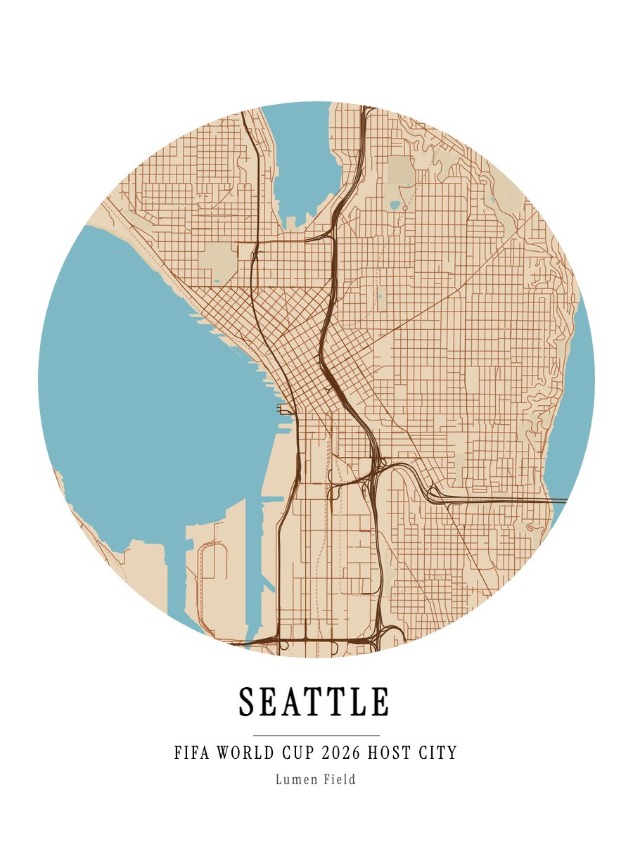 World Cup Host City - Seattle map poster preview