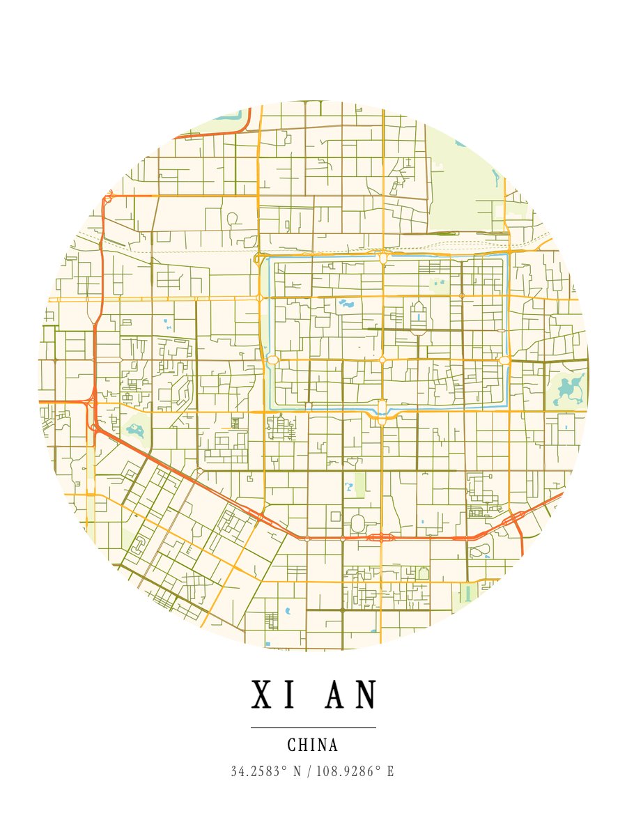 Xi an map poster preview